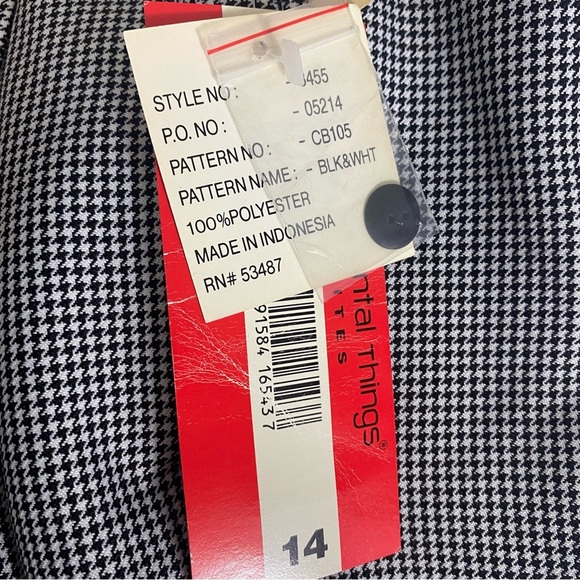 NOS Vintage Dark Academia High Waisted Black Houndstooth Trousers Pants Size 14P - Picture 7 of 14